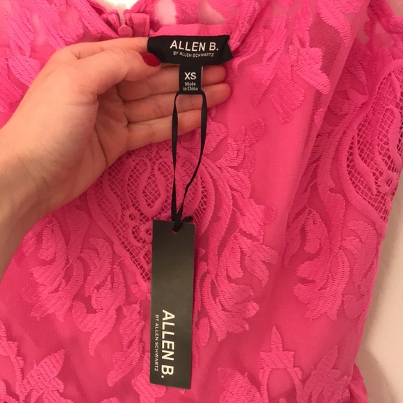 Allen B. By Allen Schwartz Bright Pink Lace Dress, Size XS - Picture 4 of 6